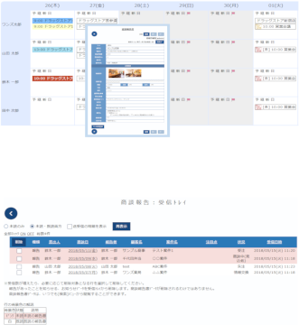 カレンダー画面・報告書の受信トレイ